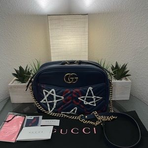 Gucci Blue marmont Ghost Metalassé bag